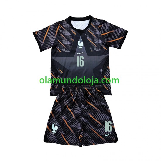 Camisola França Mike Maignan 16 Guarda-redes Criança Equipamento Primeiro Copa do Mundo 2026 Manga Curta